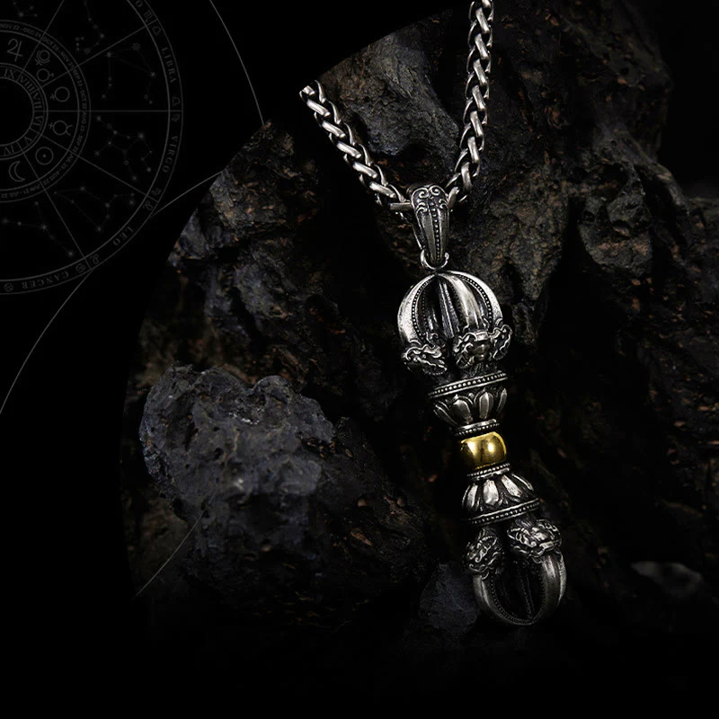 Collana con ciondolo Buddha Stones Tibetan Dorje Vajra Design Wealth - Image 5