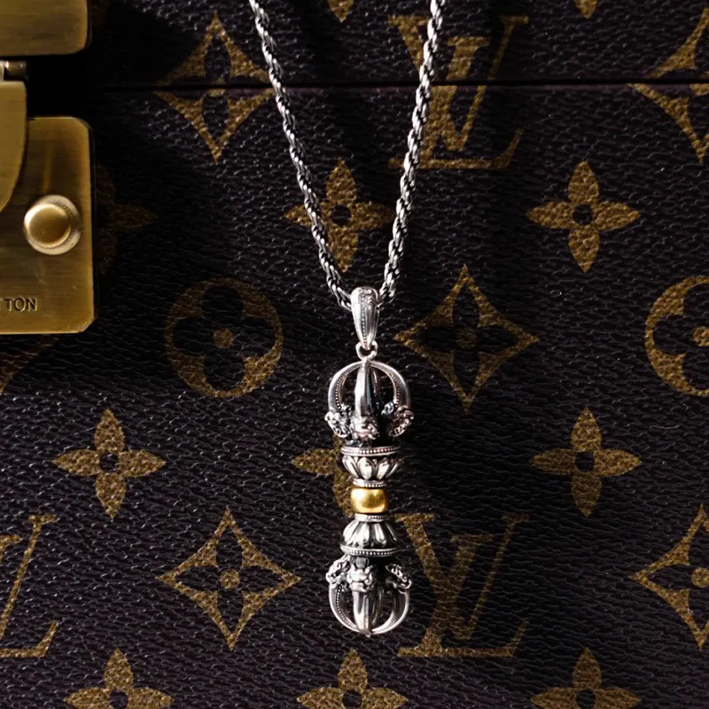 Collana con ciondolo Buddha Stones Tibetan Dorje Vajra Design Wealth - Image 7