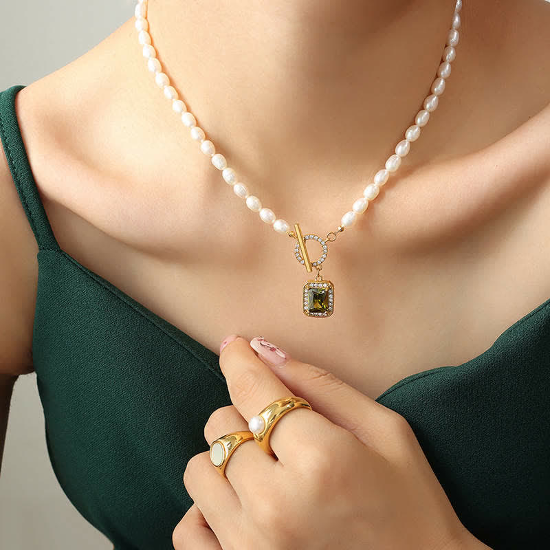 Collana con ciondolo con ciondolo di perle e zirconi della ricchezza - Image 15