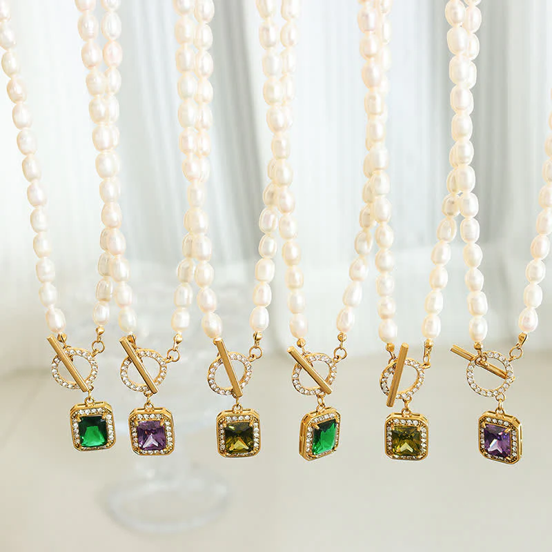 Collana con ciondolo con ciondolo di perle e zirconi della ricchezza - Image 2
