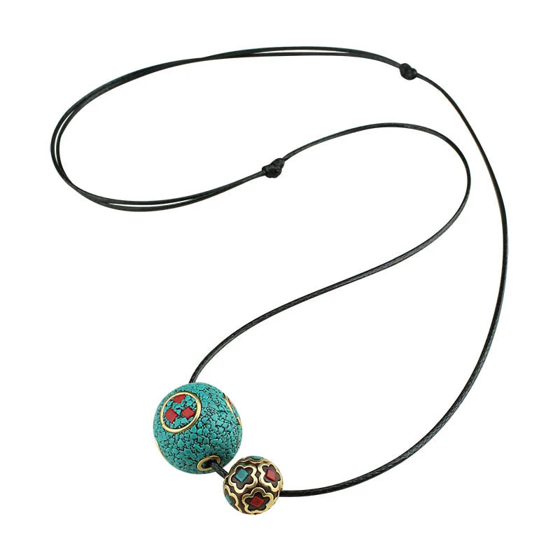 Collana con ciondolo con doppia perla turchese tibetana Buddha Stones, protezione e forza - Image 11