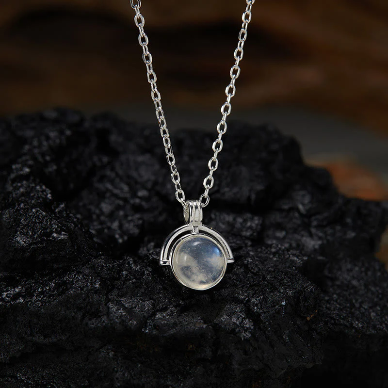 Collana con ciondolo "Confidence" in argento sterling 925, Buddha Stones, agata rossa, occhio di tigre, acquamarina, pietra di luna - Image 15