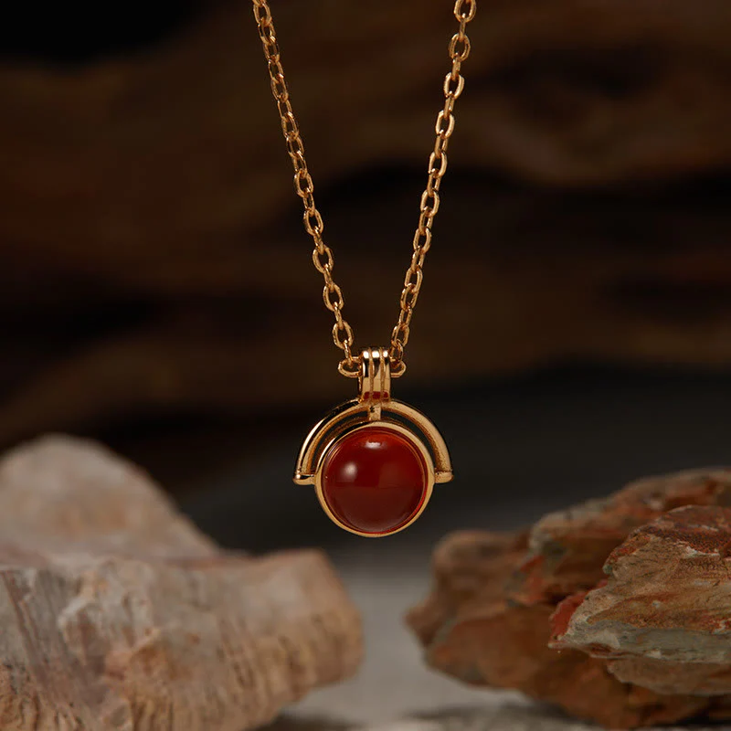 Collana con ciondolo "Confidence" in argento sterling 925, Buddha Stones, agata rossa, occhio di tigre, acquamarina, pietra di luna - Image 2