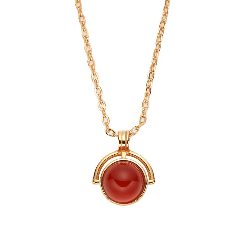 Collana con ciondolo "Confidence" in argento sterling 925, Buddha Stones, agata rossa, occhio di tigre, acquamarina, pietra di luna - Image 3