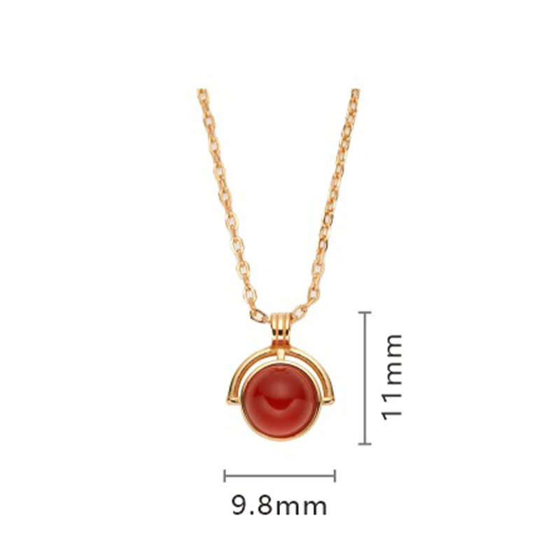 Collana con ciondolo "Confidence" in argento sterling 925, Buddha Stones, agata rossa, occhio di tigre, acquamarina, pietra di luna - Image 4