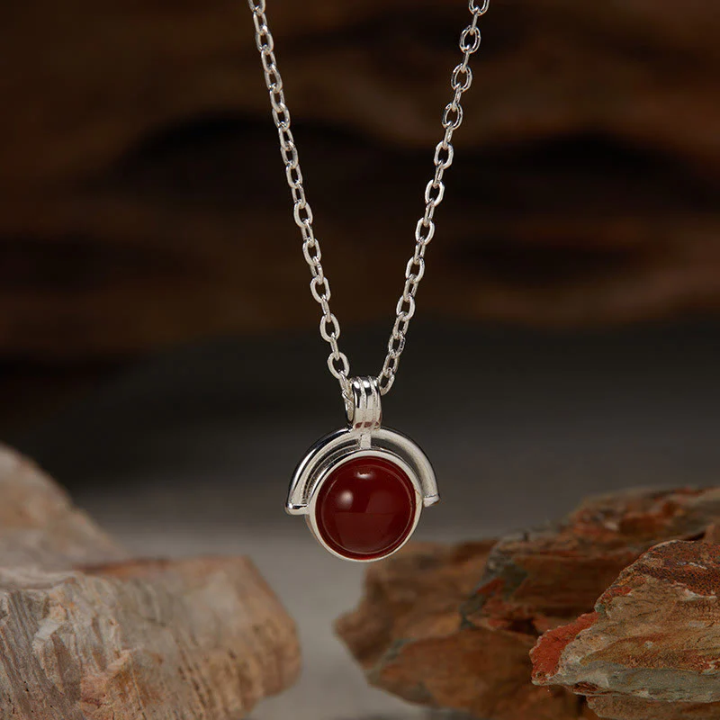 Collana con ciondolo "Confidence" in argento sterling 925, Buddha Stones, agata rossa, occhio di tigre, acquamarina, pietra di luna - Image 5
