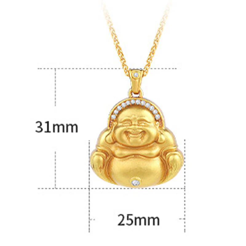 Collana con ciondolo della felicità in rame con motivo Buddha Stones che ride - Image 7
