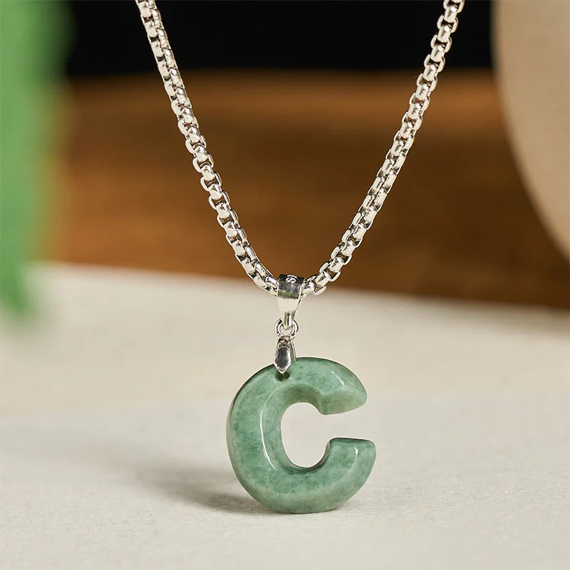 Collana con ciondolo della prosperità in acciaio al titanio con lettera AZ naturale Buddha Stones - Image 10