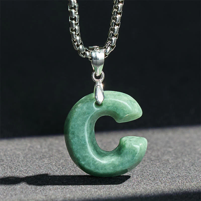 Collana con ciondolo della prosperità in acciaio al titanio con lettera AZ naturale Buddha Stones - Image 11