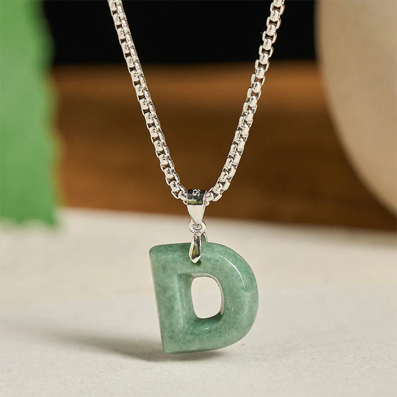 Collana con ciondolo della prosperità in acciaio al titanio con lettera AZ naturale Buddha Stones - Image 12
