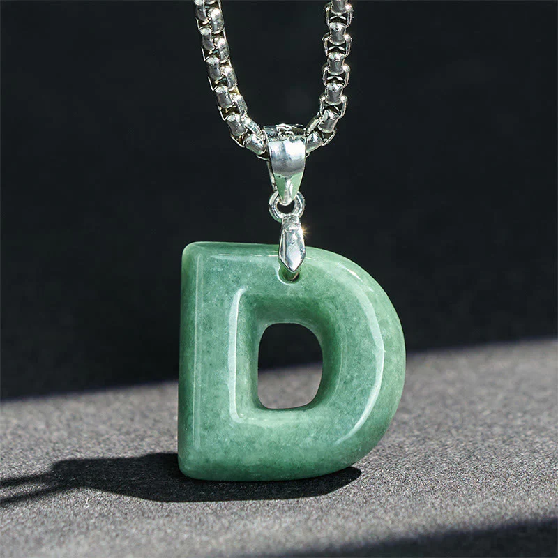 Collana con ciondolo della prosperità in acciaio al titanio con lettera AZ naturale Buddha Stones - Image 13