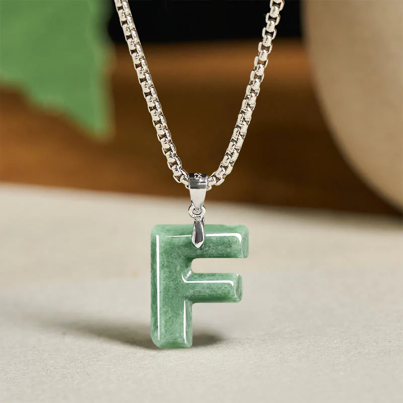Collana con ciondolo della prosperità in acciaio al titanio con lettera AZ naturale Buddha Stones - Image 15