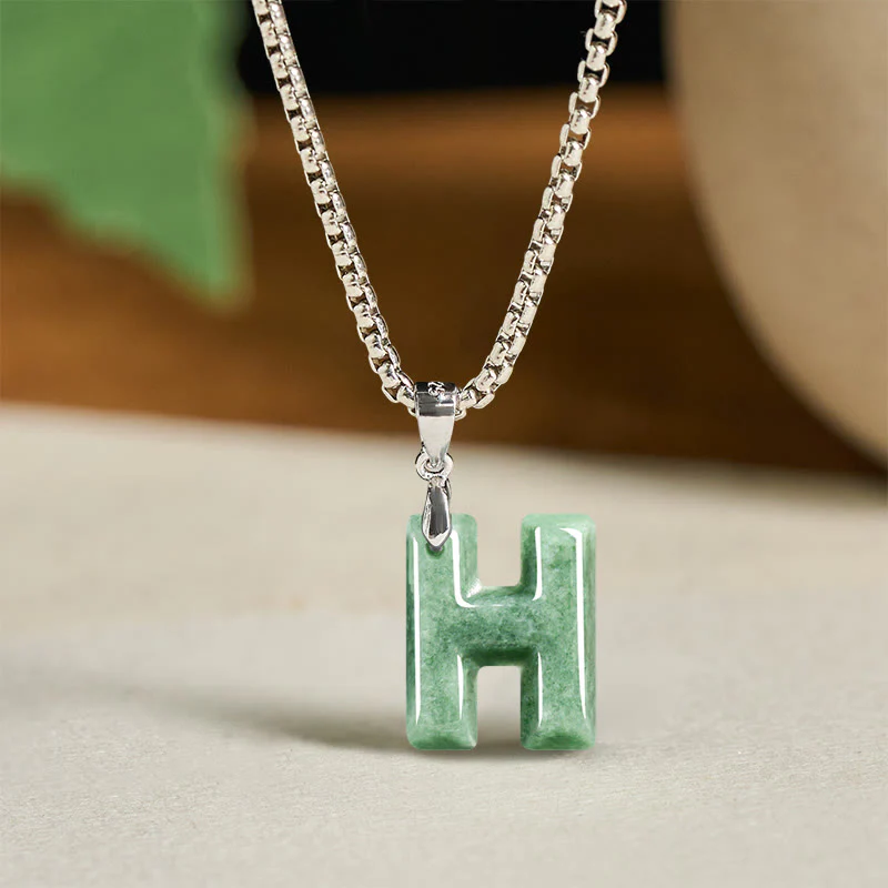 Collana con ciondolo della prosperità in acciaio al titanio con lettera AZ naturale Buddha Stones - Image 17