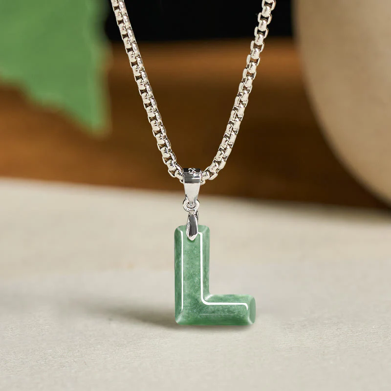 Collana con ciondolo della prosperità in acciaio al titanio con lettera AZ naturale Buddha Stones - Image 21