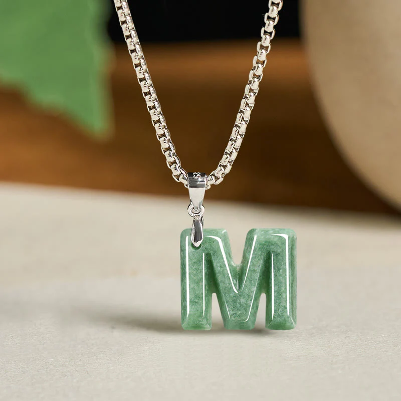Collana con ciondolo della prosperità in acciaio al titanio con lettera AZ naturale Buddha Stones - Image 22
