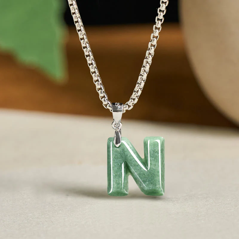 Collana con ciondolo della prosperità in acciaio al titanio con lettera AZ naturale Buddha Stones - Image 23