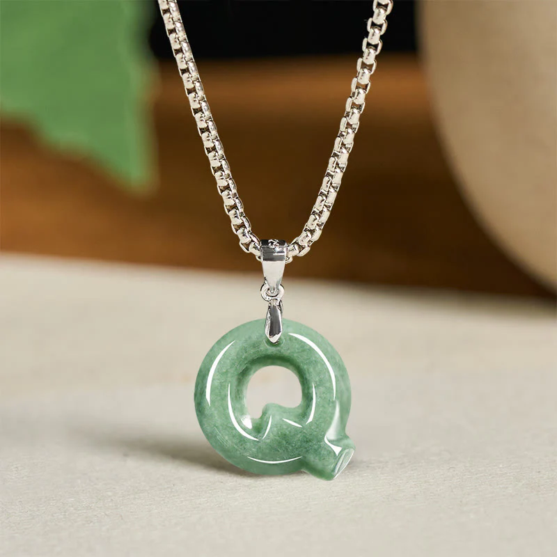 Collana con ciondolo della prosperità in acciaio al titanio con lettera AZ naturale Buddha Stones - Image 26