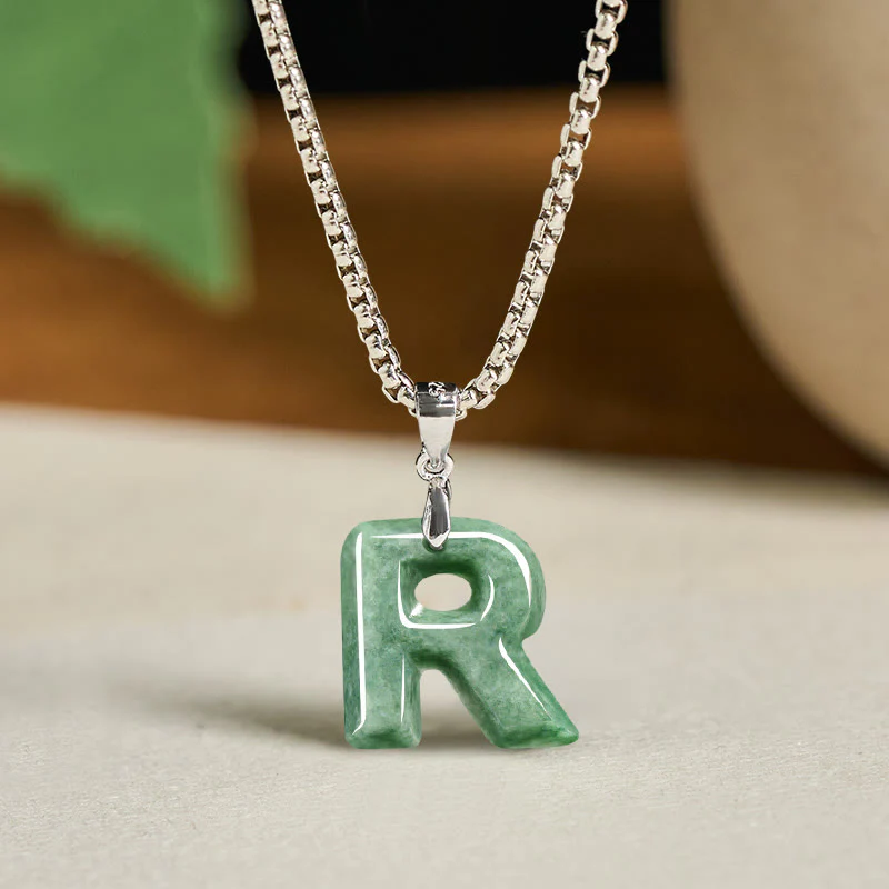 Collana con ciondolo della prosperità in acciaio al titanio con lettera AZ naturale Buddha Stones - Image 27