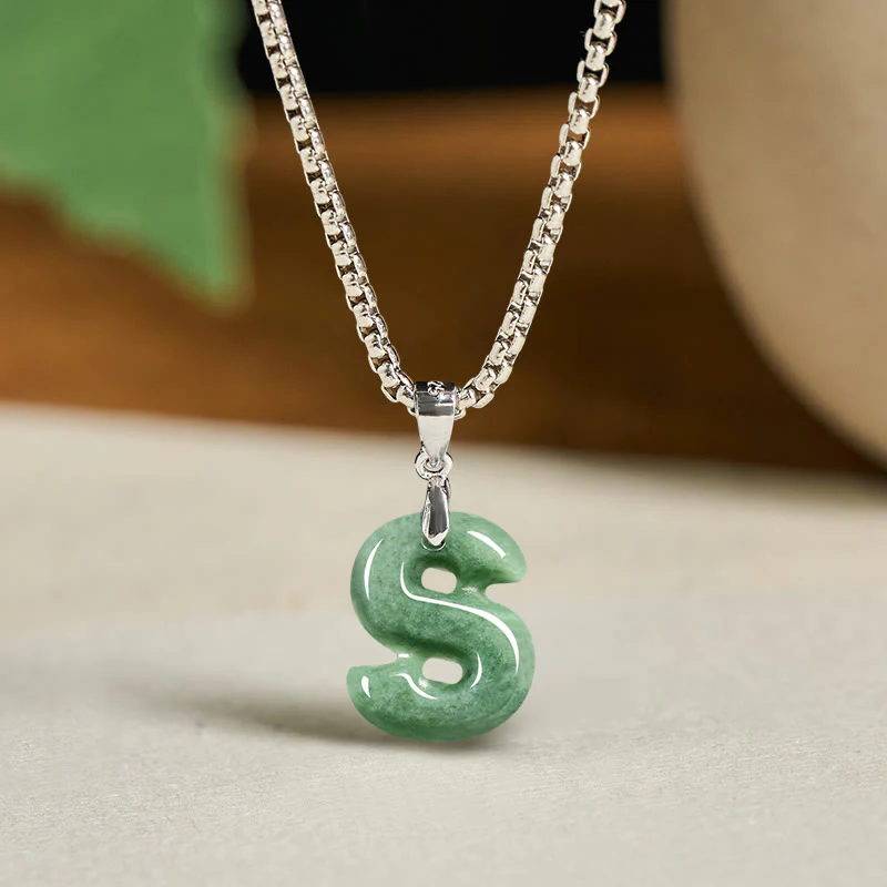 Collana con ciondolo della prosperità in acciaio al titanio con lettera AZ naturale Buddha Stones - Image 28