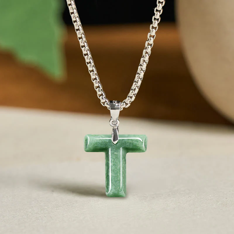 Collana con ciondolo della prosperità in acciaio al titanio con lettera AZ naturale Buddha Stones - Image 29