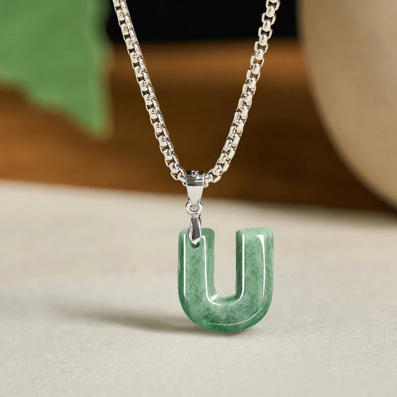 Collana con ciondolo della prosperità in acciaio al titanio con lettera AZ naturale Buddha Stones - Image 30