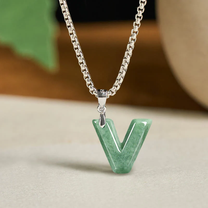 Collana con ciondolo della prosperità in acciaio al titanio con lettera AZ naturale Buddha Stones - Image 31