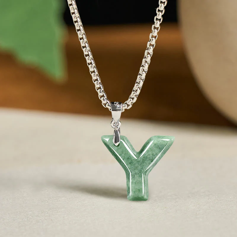 Collana con ciondolo della prosperità in acciaio al titanio con lettera AZ naturale Buddha Stones - Image 34