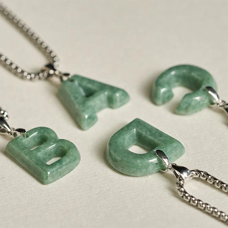 Collana con ciondolo della prosperità in acciaio al titanio con lettera AZ naturale Buddha Stones - Image 38