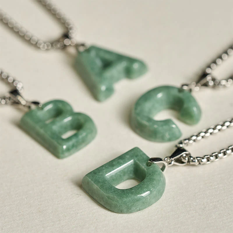 Collana con ciondolo della prosperità in acciaio al titanio con lettera AZ naturale Buddha Stones - Image 39