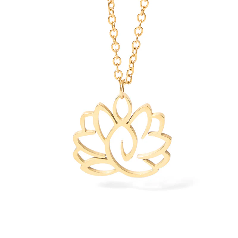 Collana con ciondolo dell'illuminazione in acciaio inossidabile con design a forma di loto cavo Buddha Stones - Image 13