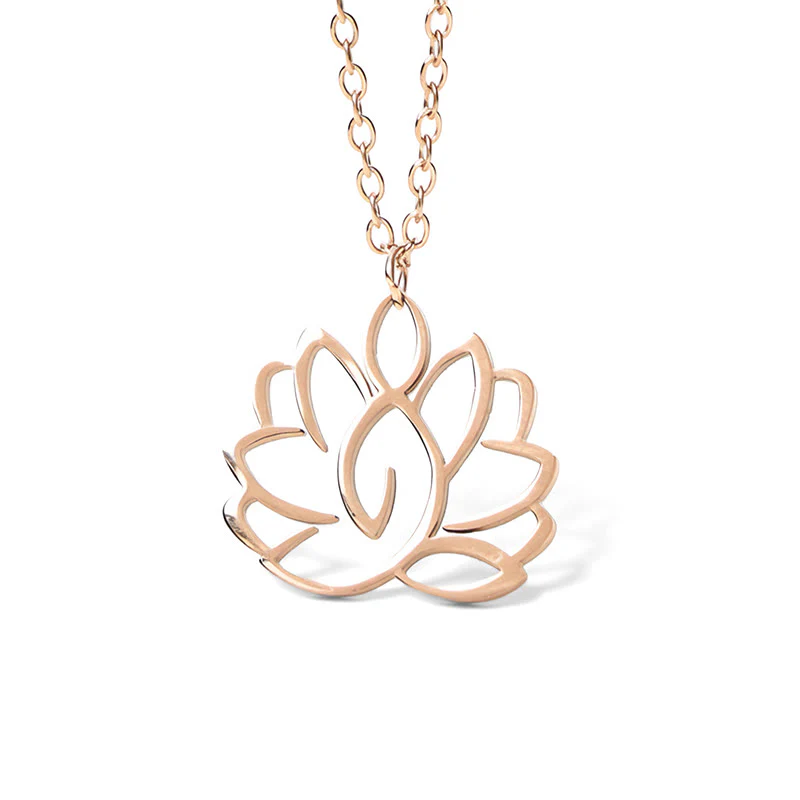 Collana con ciondolo dell'illuminazione in acciaio inossidabile con design a forma di loto cavo Buddha Stones - Image 19