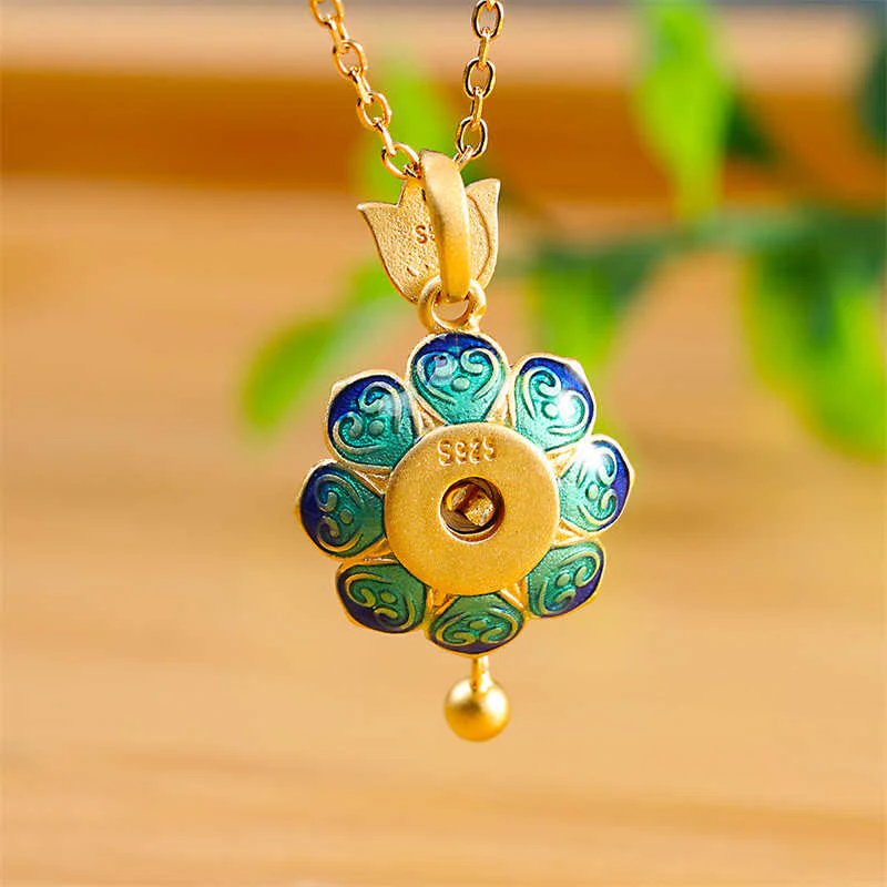 Collana con ciondolo dell'illuminazione in agata rossa con ruota di preghiera del loto tibetano in argento sterling 925 - Image 5