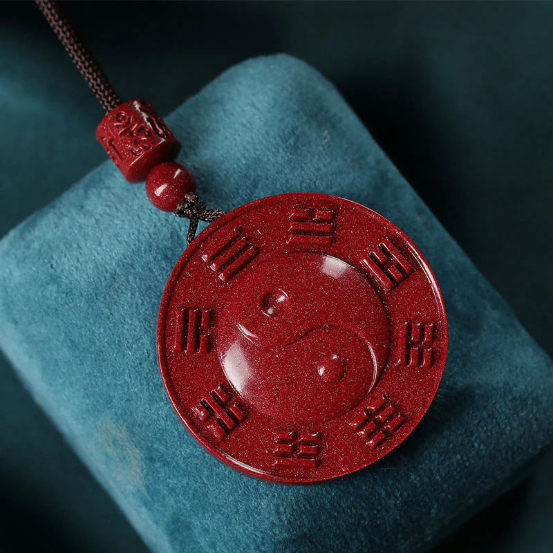 Collana con ciondolo di benedizione Buddha Stones Cinnabar Yin Yang Bagua - Image 2