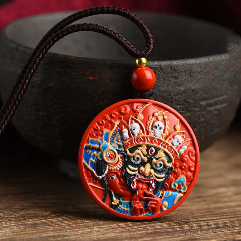 Collana con ciondolo di benedizione in cinabro dipinto con Buddha Stones, dea della ricchezza, Zakiram - Image 2