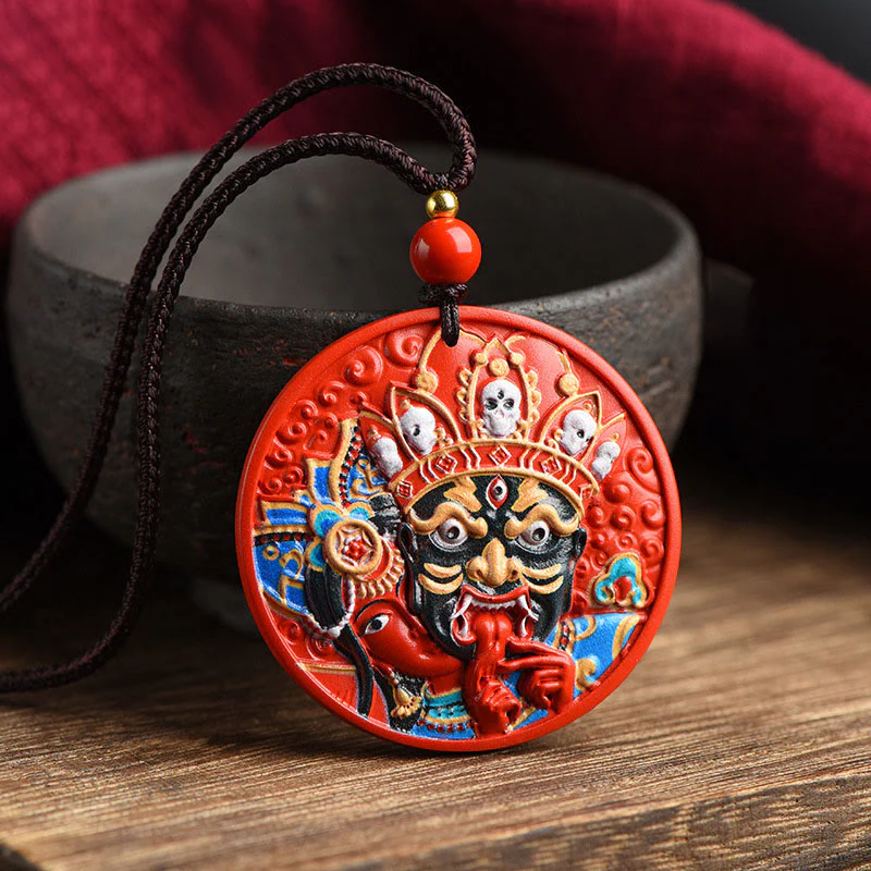Collana con ciondolo di benedizione in cinabro dipinto con Buddha Stones, dea della ricchezza, Zakiram - Image 3