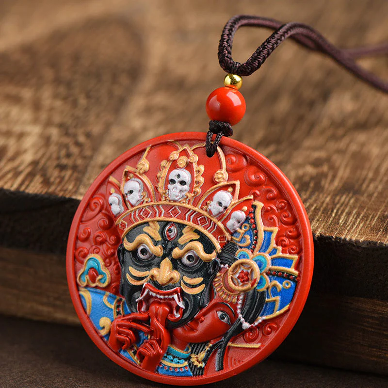 Collana con ciondolo di benedizione in cinabro dipinto con Buddha Stones, dea della ricchezza, Zakiram - Image 6