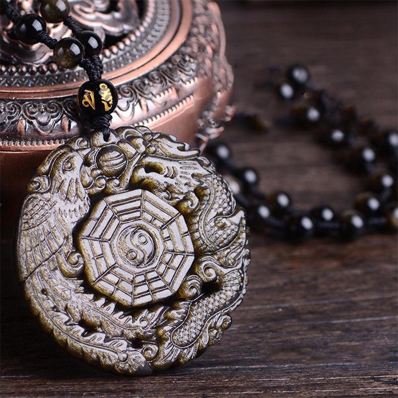 Collana con ciondolo di energia curativa in ossidiana dorata Buddha Stones - Image 3