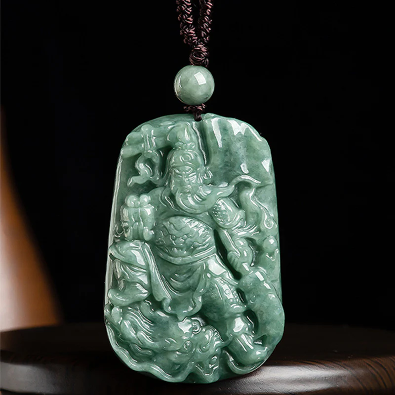 Collana con ciondolo di giada naturale Guan Gong Amuleto Ricchezza - Image 7