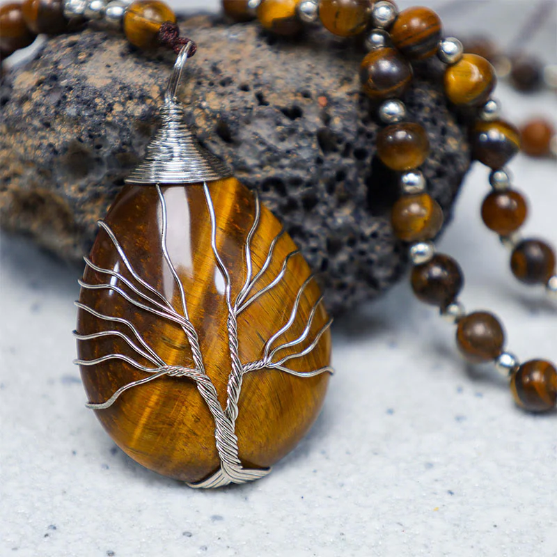 Collana con ciondolo di perline di forza di occhio di tigre naturale Buddha Stones - Image 2