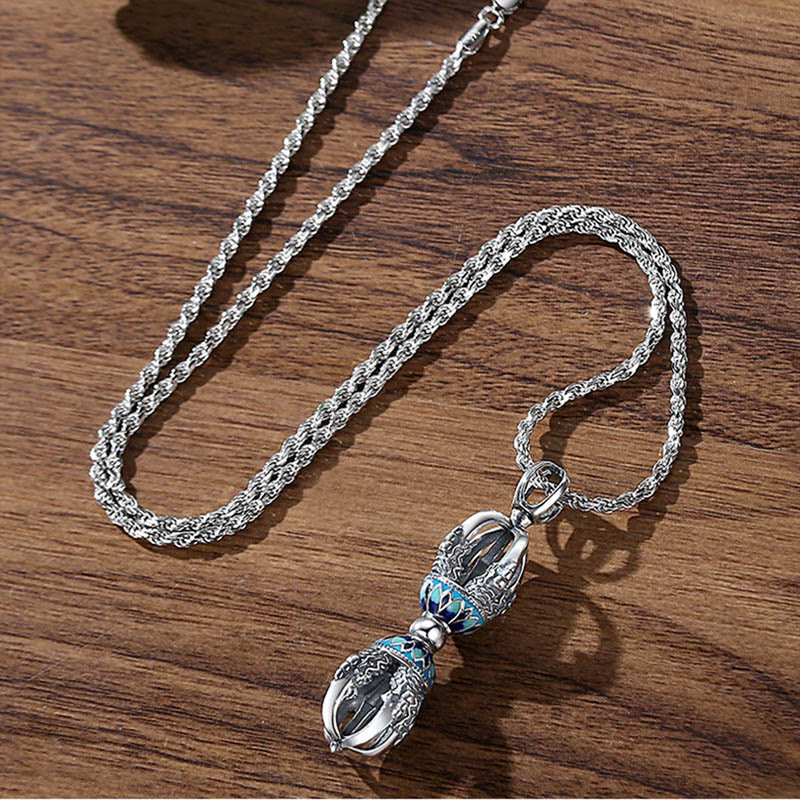 Collana con ciondolo di potere spirituale Vajra Dorje in rame tibetano Buddha Stones - Image 3