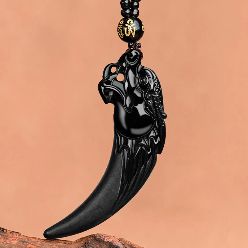 Collana con ciondolo di protezione con motivo a dente di drago dello zodiaco cinese in giada nera naturale Buddha Stones - Image 5
