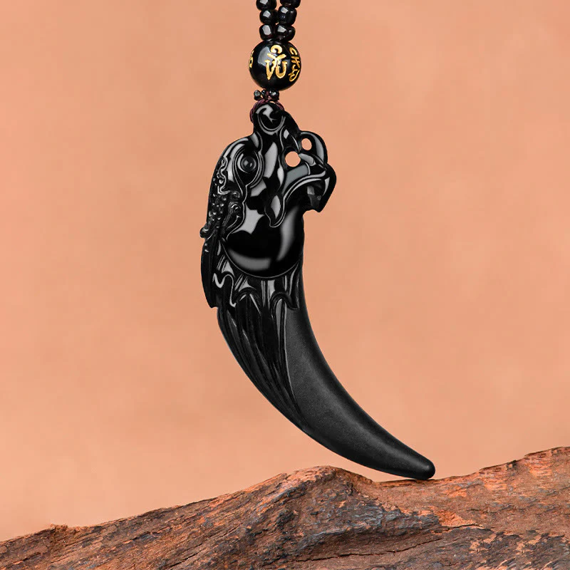 Collana con ciondolo di protezione con motivo a dente di drago dello zodiaco cinese in giada nera naturale Buddha Stones - Image 6