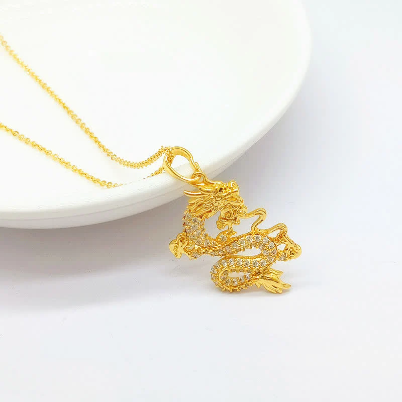 Collana con ciondolo di protezione del drago d'oro Buddha Stones - Image 2