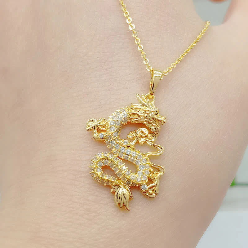Collana con ciondolo di protezione del drago d'oro Buddha Stones - Image 3