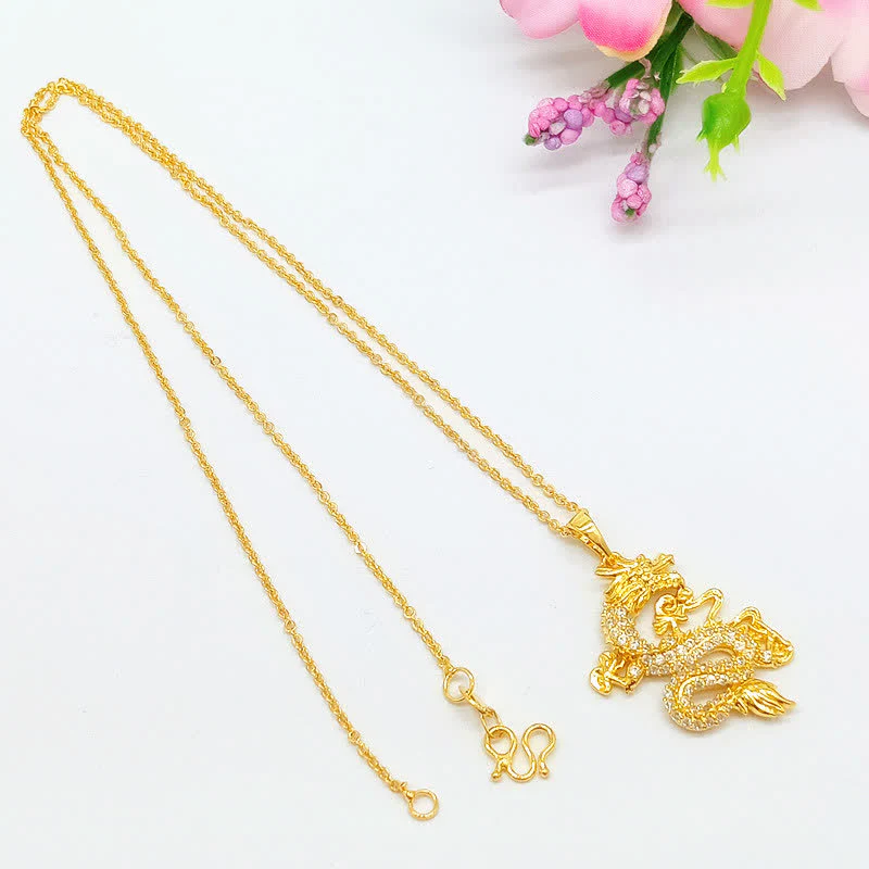 Collana con ciondolo di protezione del drago d'oro Buddha Stones - Image 4