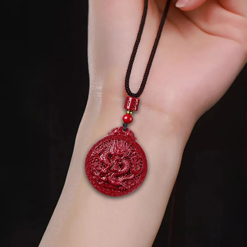 Collana con ciondolo di protezione del drago in cinabro naturale dell'anno del drago di Buddha Stones - Image 11