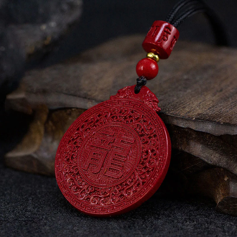 Collana con ciondolo di protezione del drago in cinabro naturale dell'anno del drago di Buddha Stones - Image 4