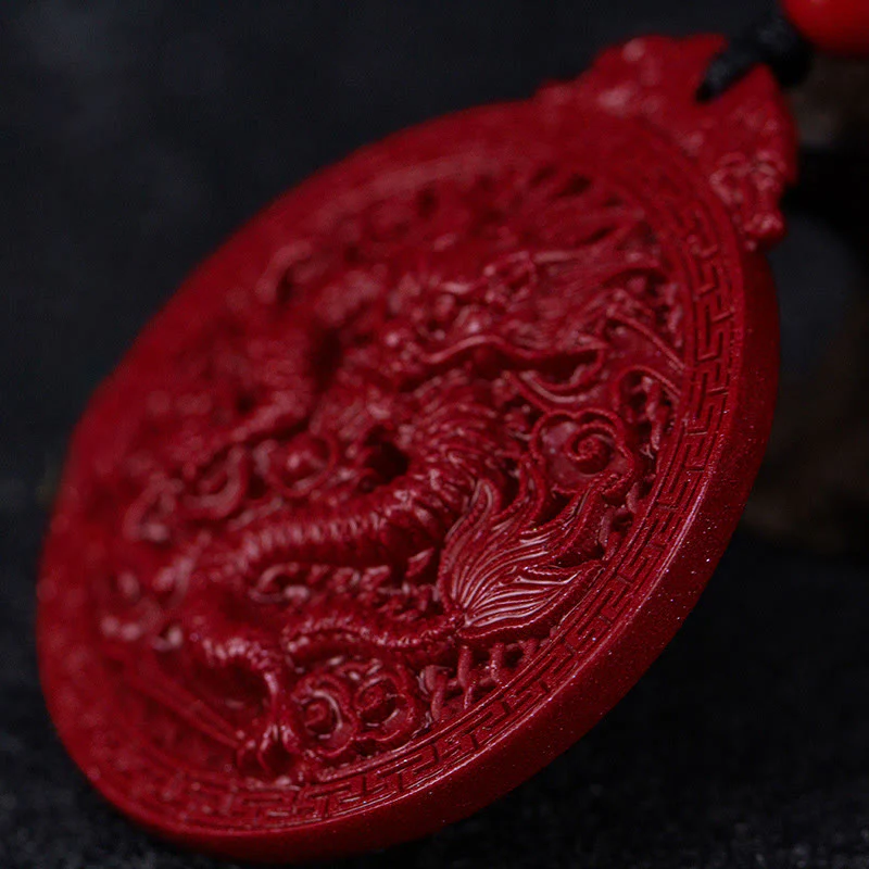 Collana con ciondolo di protezione del drago in cinabro naturale dell'anno del drago di Buddha Stones - Image 5