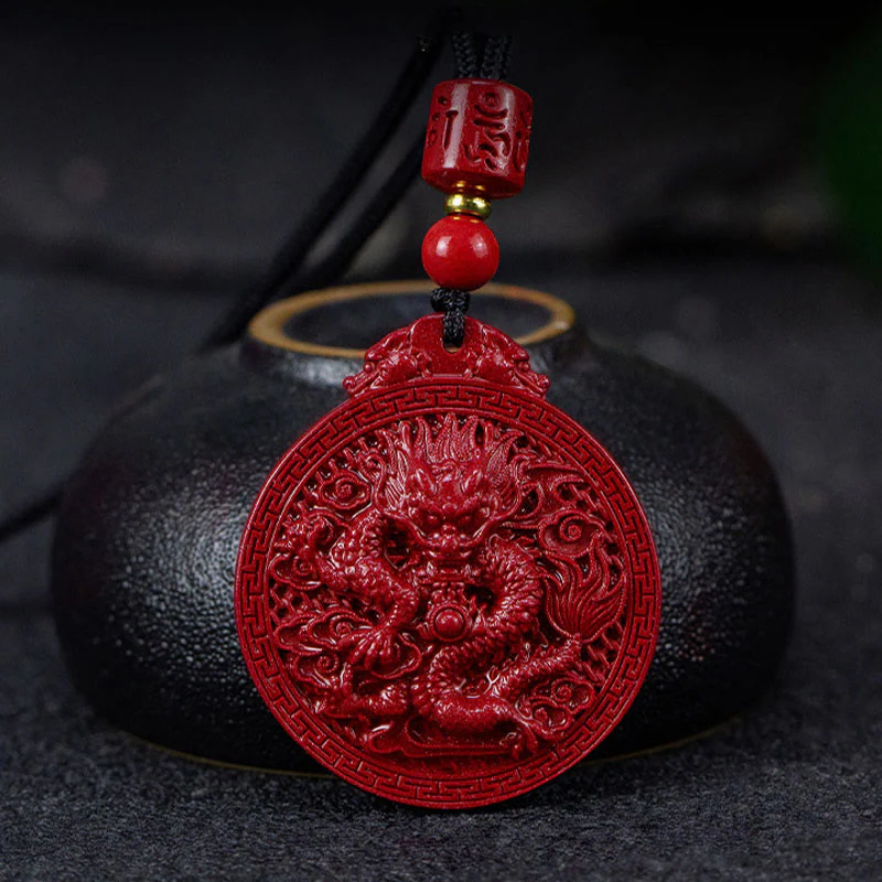 Collana con ciondolo di protezione del drago in cinabro naturale dell'anno del drago di Buddha Stones - Image 6