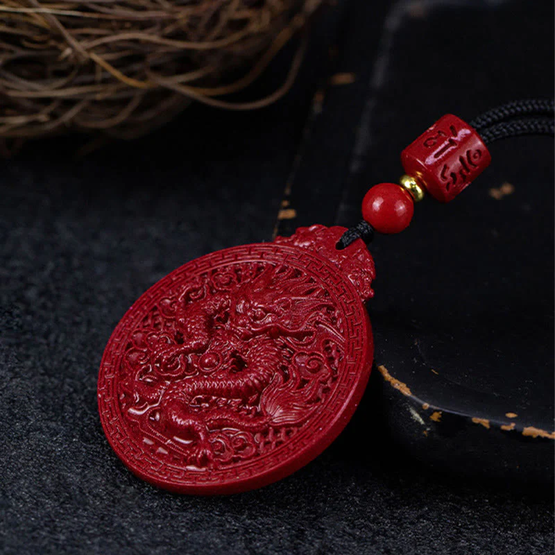 Collana con ciondolo di protezione del drago in cinabro naturale dell'anno del drago di Buddha Stones - Image 8